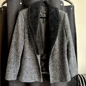 Vintage Lane Bryant • Black & Gray Tweed Jacket (w/ removable collar)